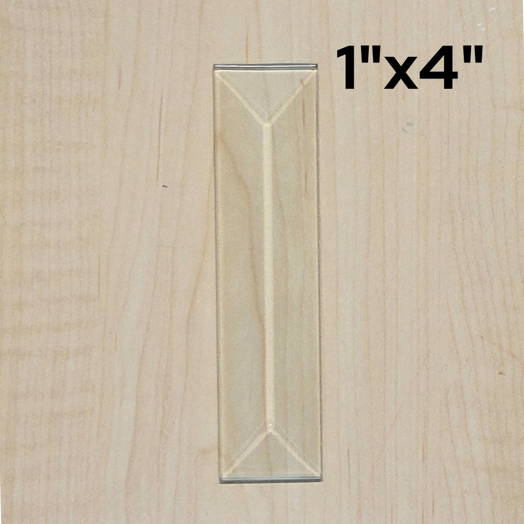 1"x4" Clear Bevel Rectangle (1 inch x 4 inch) | 10 or 30 Pack